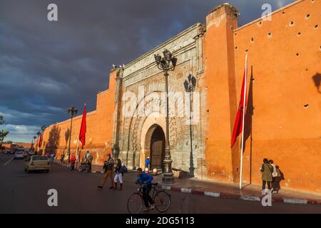 Stadttor Bab Agnaou in Marrakesch, Marokko Stockfoto