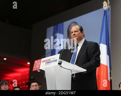 Jean-Christophe Cambadelis, Vorsitzender der Sozialistischen Partei Frankreichs (PS), hält seine Rede während der PS-Führungsversammlung für die Präsidentschafts- und Parlamentswahlen in Mutualite in Paris, Frankreich, am 5. Februar 2017. Foto von Somer/ABACAPRESS.COM Stockfoto