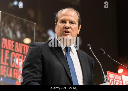 Jean-Christophe Cambadelis, erster Sekretär der Sozialistischen Partei, bei der Amtseinführung von Benoit Hamon bei den französischen Präsidentschaftswahlen 2017 bei der Nationalversammlung der Sozialistischen Partei (PS) im Maison de la Mutualité in Paris, Frankreich, am 5. Februar 2017. Foto von Samuel Boivin / ABACAPRESS.COM Stockfoto