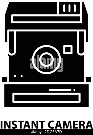 sofortiges Kamerasymbol, schwarzes Vektorzeichen mit editierbaren Konturen, Konzeptdarstellung Stock Vektor