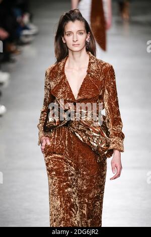 Ein Model läuft auf der Piste während der Veronique Leroy Fashion Show auf der FW17, die am 3. März 2017 in Paris, Frankreich, stattfand. Foto von Alain Gil Gonzalez /ABACAPRESS.COM Stockfoto