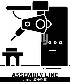 Fließbandsymbol, schwarzes Vektorzeichen mit editierbaren Konturen, Konzeptdarstellung Stock Vektor