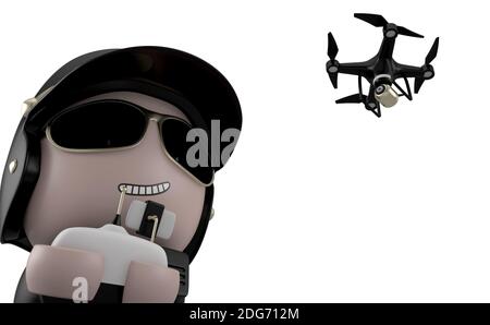 Polizist mit Drone. Stockfoto