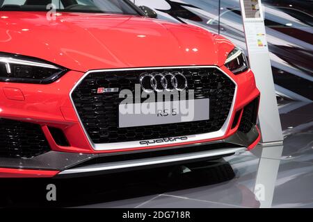 Der Audi RS5 ist am 08. März 2017 auf dem 87. Genfer Automobilsalon im Palexpo Exhibition Centre in Genf, Schweiz, zu sehen. Die Show wird vom 9. Bis 19. März für die Öffentlichkeit zugänglich gemacht. Foto von Loona/ABACAPRESS.COM Stockfoto