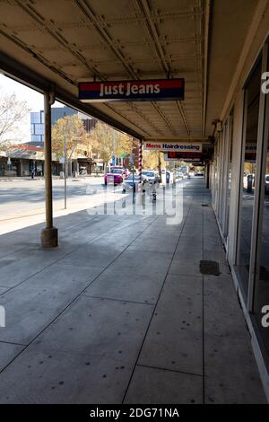 Shepparton, Australien, 15. September 2020. Ein Blick auf die leeren Straßen von Shepparton während der COVID-19 in Melbourne, Australien. Premier Daniel Andrews gab gestern bekannt, dass die Region Victoria zu Schritt 3 der Roadmap übergehen wird. Für Shepparton, im Zentrum von Victoria, sieht dies zu wenig, zu spät aus.Quelle: Dave Hewison/Alamy Live News Stockfoto