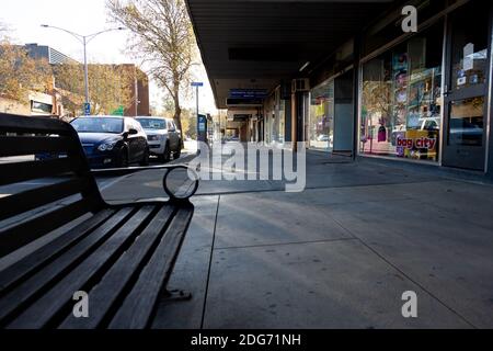 Shepparton, Australien, 15. September 2020. Ein Blick auf die leeren Straßen von Shepparton während der COVID-19 in Melbourne, Australien. Premier Daniel Andrews gab gestern bekannt, dass die Region Victoria zu Schritt 3 der Roadmap übergehen wird. Für Shepparton, im Zentrum von Victoria, sieht dies zu wenig, zu spät aus.Quelle: Dave Hewison/Alamy Live News Stockfoto