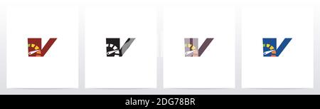 Tachometer auf Letter Logo Design V Stock Vektor