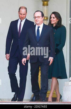 Der Herzog und die Herzogin von Cambridge verlassen sich, nachdem sie den französischen Präsidenten Francois Hollande im Elysee-Palast bei einem offiziellen Besuch in Paris, Frankreich, am 17. März 2017 treffen. Foto von ABACAPRESS.COM Stockfoto