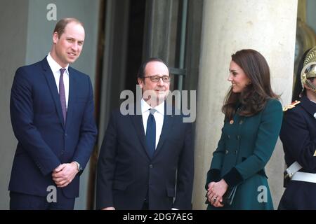 Der Herzog und die Herzogin von Cambridge werden vom französischen Präsidenten Francois Hollande bei einem offiziellen Besuch in Paris am 17. märz 2017 im Elysee-Palast begrüßt. Foto von ABACAPRESS.COM Stockfoto