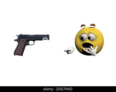 Emoticon Fear gelb - 3d Rendering Stockfoto