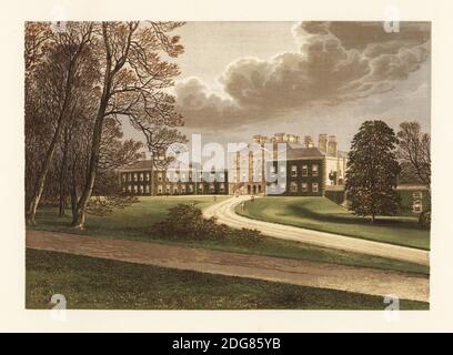 Haddo House, Aberdeenshire, Schottland. Erbaut 1732 von William Gordon, 2. Earl of Aberdeen, und viktorianisches Haus von George Gordon, 4. Earl of Aberdeen. Farbholzschnitt von Benjamin Fawcett im Baxter-Prozess einer Illustration von Alexander Francis Lydon aus Reverend Francis Orpen Morris A Series of picturesque views of the Seats of Noblemen and Gentlemen of Great Britain and Ireland, William Mackenzie, London, 1870. Stockfoto