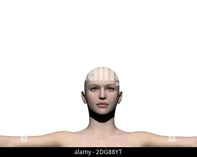 Gesicht auf weißem Hintergrund - 3d-Rendering Stockfoto