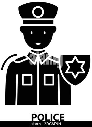 Polizei-Symbol, schwarzes Vektorzeichen mit editierbaren Striche, Konzeptdarstellung Stock Vektor