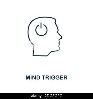 Symbol „Gedankenauslöser“. Line Style Element aus der Personality Kollektion. Thin Mind Trigger-Symbol für Vorlagen, Infografiken und mehr Stock Vektor