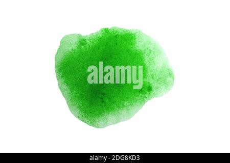 Abstrakte grüne Farbe Splash Aquarell Hand gemalt isoliert auf weiß Hintergrund Stockfoto