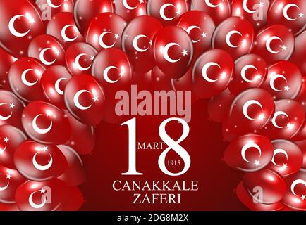 18 Mart canakkale zaferi. Übersetzung: 18. März, Canakkale Tag Des Sieges. Abbildung Stockfoto