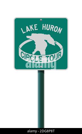 Vektordarstellung der Lake Huron Circle Tour grüne Straße zeichen Stock Vektor