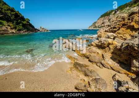 Agios Petros Strand und Bucht auf Kotfu in Grreece Stockfoto