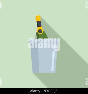 Zimmerservice, Sektflasche, Ikone, flacher Stil Stock Vektor
