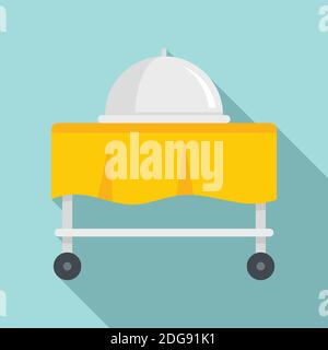 Zimmerservice, Symbol für Karabentablett, flacher Stil Stock Vektor