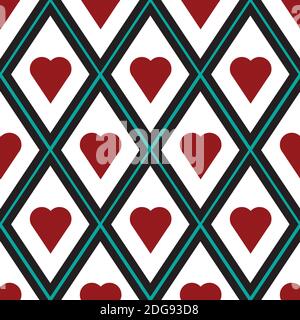 Diamanten und Herzen nahtlose Vektor-Muster Stock Vektor