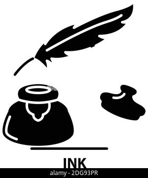 Tintensymbol, schwarzes Vektorzeichen mit editierbaren Konturen, Symboldarstellung des Konzepts Stock Vektor