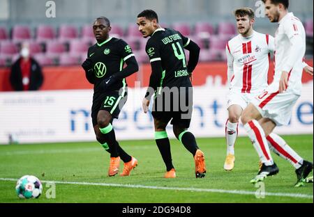 1: 0 Tor, von links nach rechts Jerome Roussillon, Maxence Lacroix, Torschuetze Jan Thielmann (Köln), Action, Torschuss, Fußball-Bundesliga/1.FC Köln-VFL Wolfsburg 2-2, Saison 2020/21.10, Spieltag am 05.12. 2020 RheinEnergieStadion. Foto/Wagner/Witters/Pool via SVEN SIMON Fotoagentur GmbH & Co. Pressefoto KG # Prinzessin-Luise-Str. 41 # 45479 M uelheim/R uhr # Tel 0208/9413250 # Fax. 0208/9413260 # GLS Bank # BLZ 430 609 67 # Konto 4030 025 100 # IBAN DE75 4306 0967 4030 0251 00 # BIC GENODEM1GLS # www.svensimon.net. Weltweite Nutzung Stockfoto