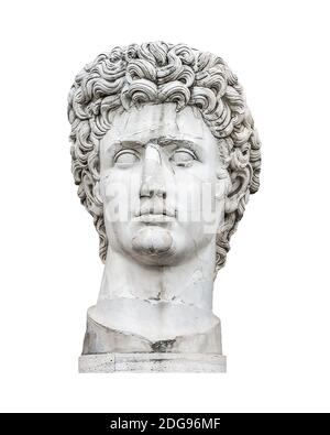 Caesar Augustus Kopf Skulptur Isoliert Foto Stockfoto