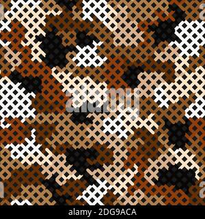 Nahtlose Vektor-Muster für Armee Stoff und Design. Moderner gepunkteter Dessertdruck Stock Vektor