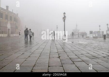 Nebel Winter Urban Scene, Venedig, Italien Stockfoto