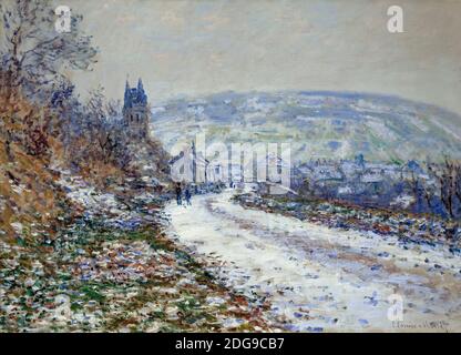 Eingang zum Dorf Vetheuil im Winter, Claude Monet, 1879, Stockfoto