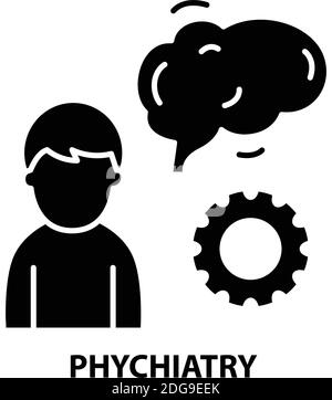 Phychiatrie-Symbol, schwarzes Vektorzeichen mit editierbaren Konturen, Konzeptdarstellung Stock Vektor