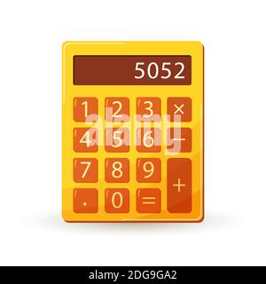 Farbsymbol in flacher Ausführung. Knallorange Taschenrechner für Büro oder Schule. Vektorgrafik. Stock Vektor