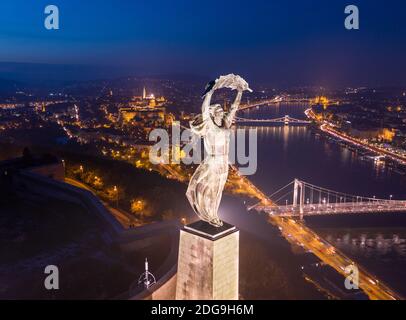 Budapest, Ungarn - Luftaufnahme der Freiheitsstatue Stockfoto