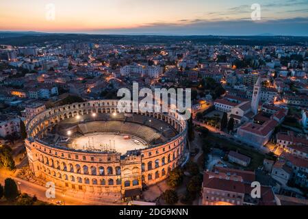 Luftaufnahme der Arena von Pula Stockfoto