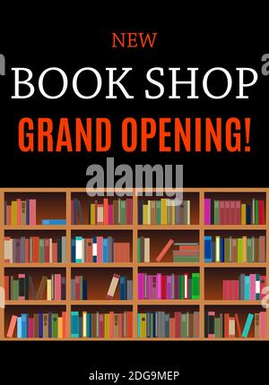 New Book Shop Grand Opening Hintergrund. Abbildung Stockfoto