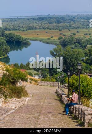 Blick von der Burg Rozafa, Shkoder, Albanien Stockfoto