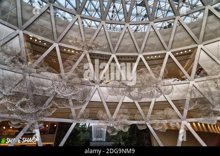 Eintritt zum Jewel, einem Einkaufszentrum mit Indoor Wasserfall, Singapur Flughafen, Terminal 2, Changi, Asien Stockfoto