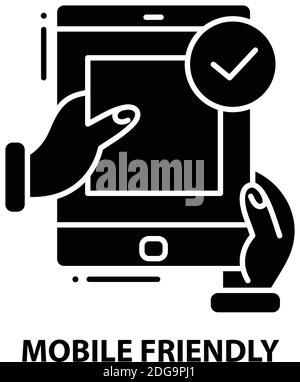 Mobiles freundliches Zeichen-Symbol, schwarzes Vektorzeichen mit editierbaren Striche, Konzeptdarstellung Stock Vektor