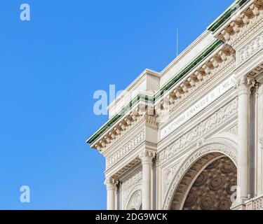 Vittorio Emanuele II Galerie Exterior, Mailand Stockfoto