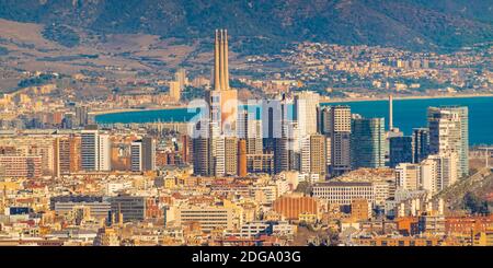 Luftaufnahme Barcelona City, Spanien Stockfoto