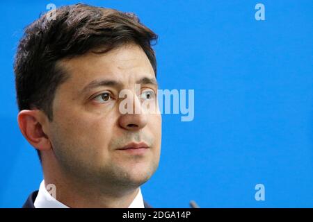 Wolodymyr Selensky-Treffen der Dt. Bundeskanzlerin mit dem ukrainischen Praesidenten, Bundeskanzleramt, 18. Juni 2019, Berlin/Volodymyr Zelensky - Stockfoto