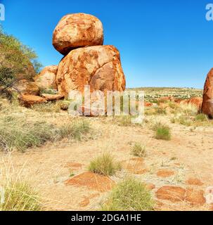 In australien die Felsen aus Teufelsmarmor Stockfoto