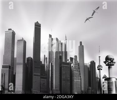 Abstraktes Bild eines virtuellen Stadtlandschaft Stockfoto