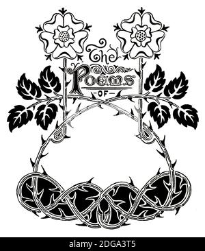 The Poems of, blank, Art Nouveau Book title page Design by T H Wakefield from 1896 The Studio an Illustrated Magazine of Fine and Applied Art Stockfoto