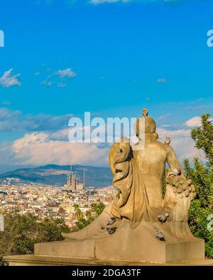 Luftaufnahme der Stadt Barcelona vom Montjuic Park Stockfoto