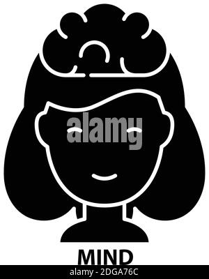 Mind-Symbol, schwarzes Vektorzeichen mit editierbaren Konturen, Konzeptdarstellung Stock Vektor