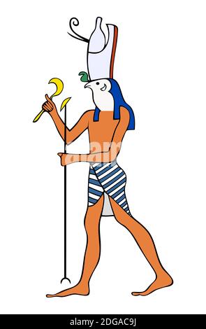 Gott des alten Ägypten- Horus - Heru - der Falkenkopf gott - ist eine der ältesten Gottheiten in der Das Alte Ägypten Stockfoto