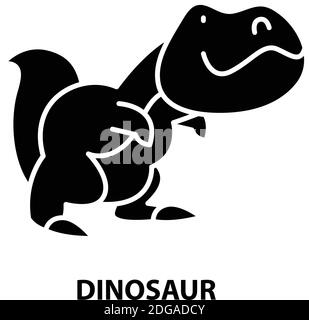 Dinosaurier-Symbol, schwarzes Vektorzeichen mit editierbaren Striche, Konzeptdarstellung Stock Vektor