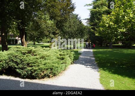 Technisches Museum Sloweniens 20 km von Ljubljana entfernt in Bistra. Außerhalb des Parks des Museums. Slowenien, Bistra, September Stockfoto